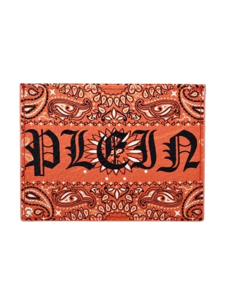Portfel Philipp Plein skórzany z wzorem paisley pomarańczowy