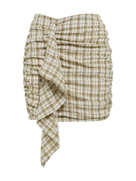 St MRLO Fustă GATHER / maro bej