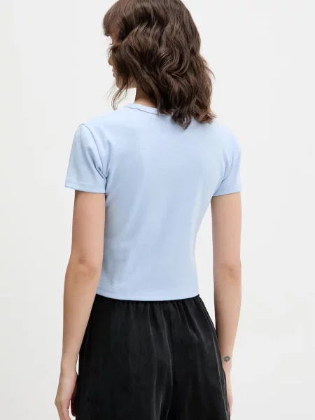 T-shirt o kroju slim fit z mieszanki bawełny model DELANOR' Hugo niebieska