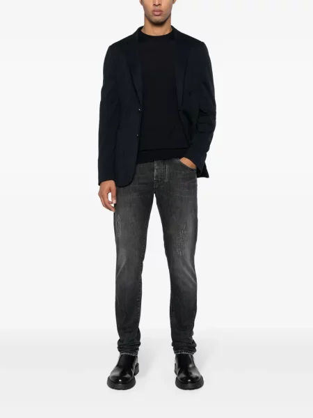 Vilnonis megztinis Piacenza Cashmere apvaliu kaklu mėlyna