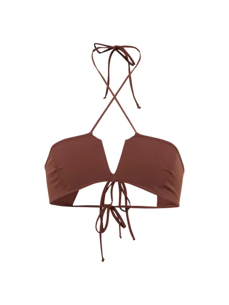 Bikini Nensi Dojaka cu gât halter maro