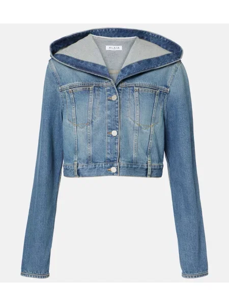 Geacă de blugi Alaïa cu glugă albastru