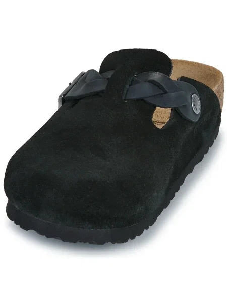 Birkenstock papucs velúrból Boston Braided fekete