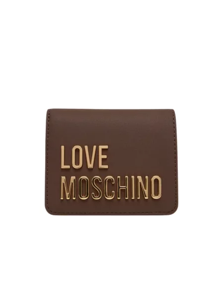 Portfel Love Moschino z logo brązowy
