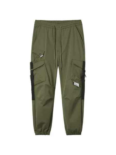 Pantaloni cargo Musium Div. cu bretele verde