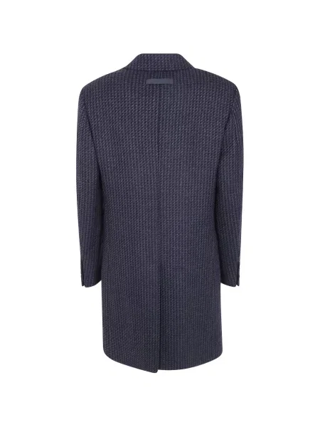 Vlněný dvouřadý kabát Zegna modrý