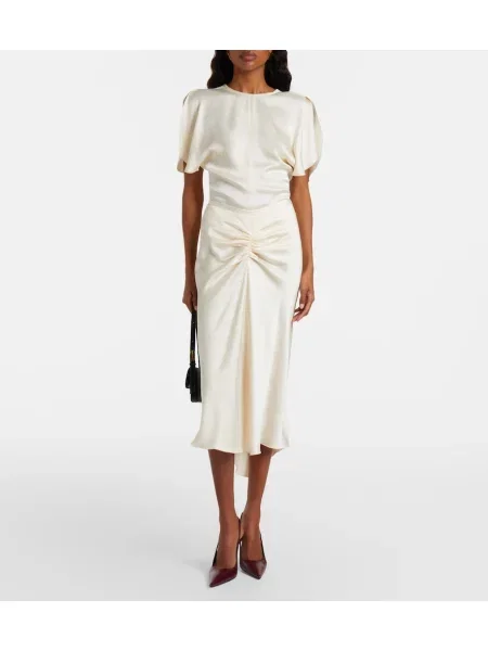 Fustă midi Victoria Beckham alb