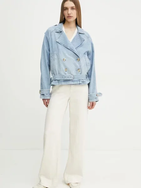 BOSS Orange kurtka jeansowa przejściowa niebieski