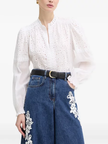 Bluză Twinset cu broderie din dantelă alb