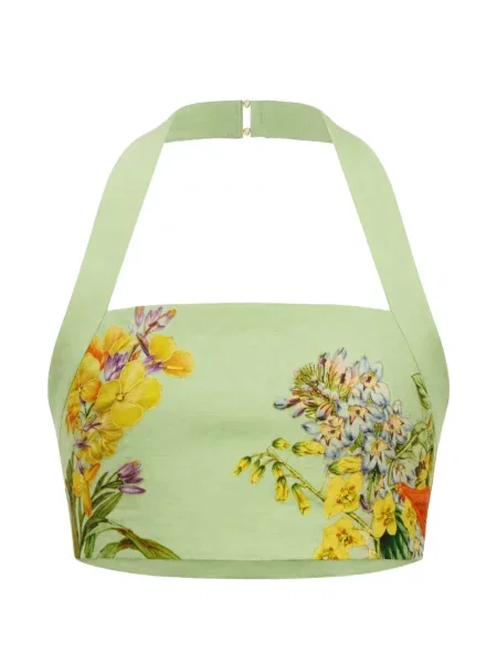 Top Hemant And Nandita cu model floral cu imagine cu gât halter verde