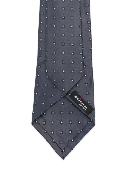 Cravată Kiton cu imprimeu geometric gri