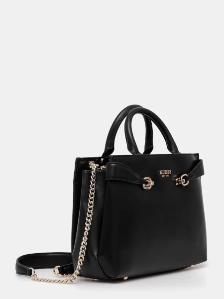 Lniana torebka Guess czarna