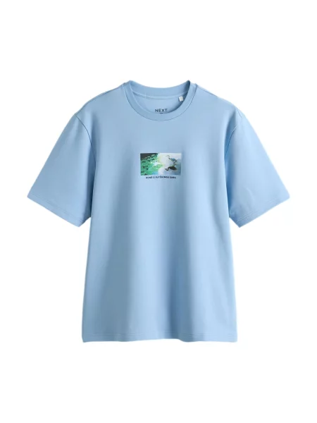 Next Tricou albastru deschis / verde / negru alb