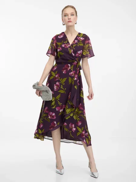 Rochie midi Orsay cu model floral până la genunchi verde