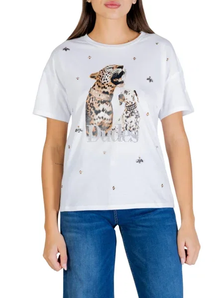 Koszulka Liu Jo z nadrukiem z krótkim rękawem biała