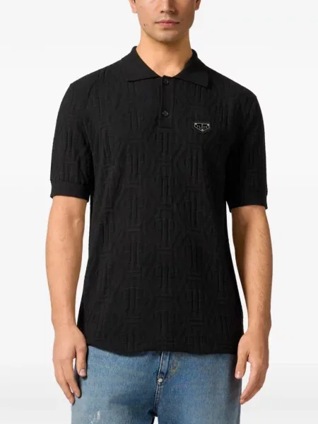 Tricou polo Philipp Plein din jacard negru
