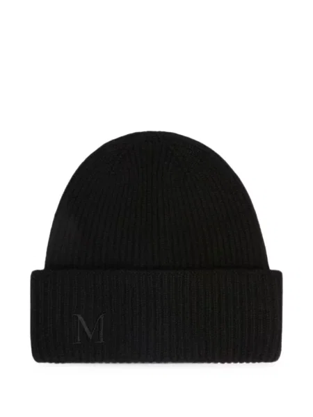 Căciulă Max Mara cu broderie tricotate negru