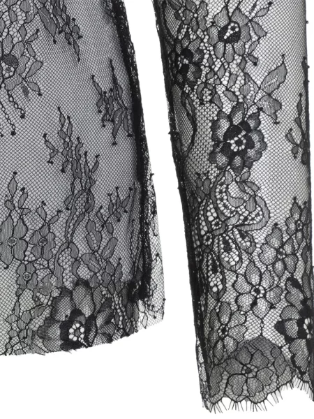 Lung top Alberta Ferretti cu model floral din dantelă negru