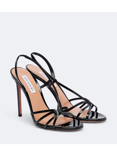 Sandale Aquazzura din piele de lac slingback negru