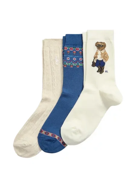 Dzianinowe spodnie Polo Ralph Lauren w kwiatki czarne