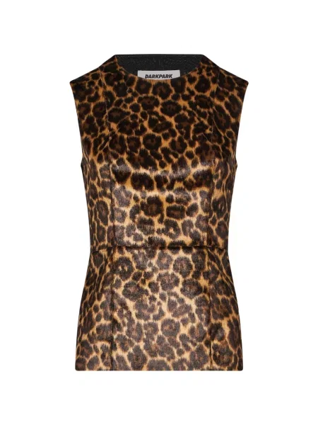 Top Darkpark fără mâneci cu imagine cu model leopard negru