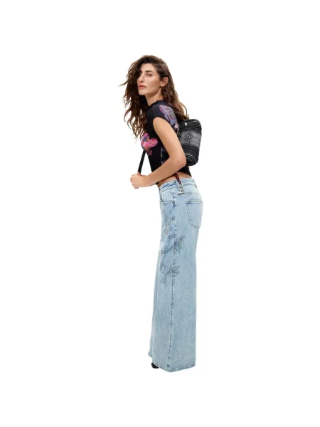 Desigual Geantă de umăr gri denim negru