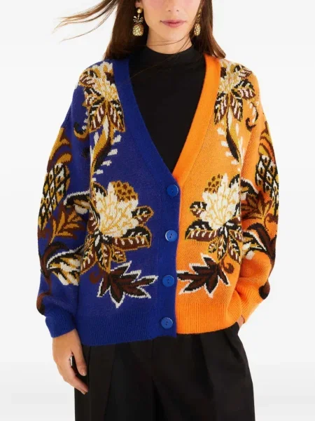 Cardigan Farm Rio cu model floral albastru
