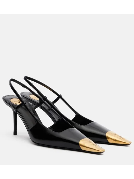 Pantofi cu toc Saint Laurent din piele slingback negru