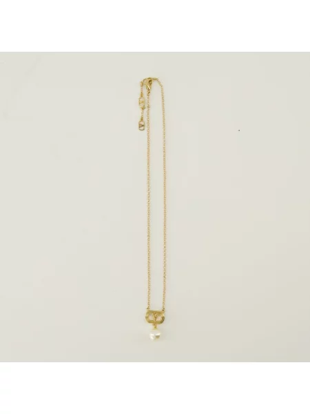 Lniany naszyjnik Valentino Garavani z perełkami żółty