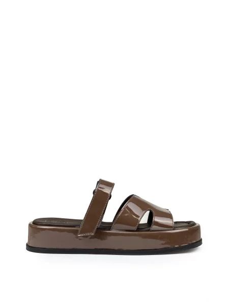 Сабо Alex Bell лакова натуральна шкіра коричневий