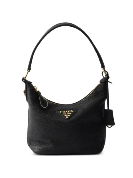 Iš natūralios odos rankinė Prada su autografu juoda