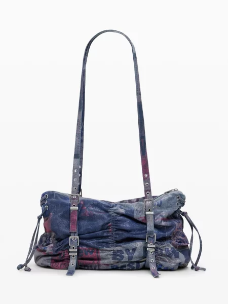 Desigual Geantă de umăr albastru denim roșu