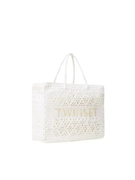 Torebka Twinset boho pleciona biała