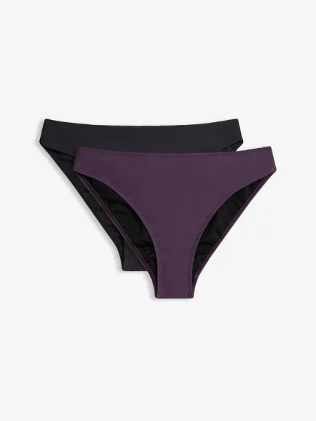 Figi bikini z wysoko wyciętymi nogawkami zestaw 2 szt. fioletowe