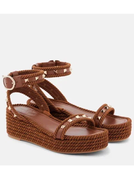 Espadrile Valentino Garavani din piele maro