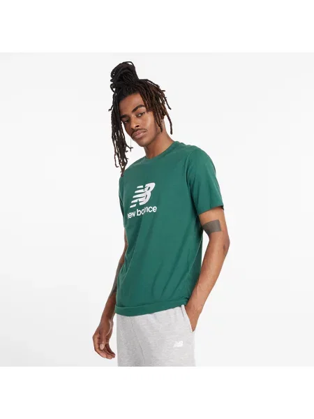 Tričko New Balance Stacked Logo night watch green zelené