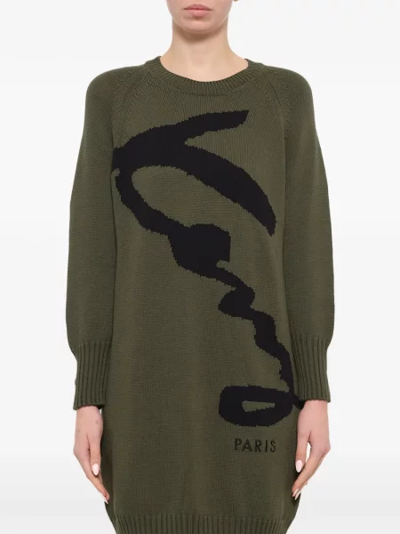 Rochie mini Kenzo tricotate cu autograf verde