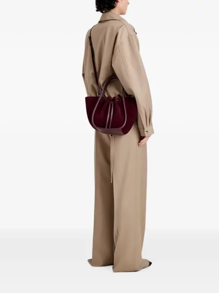 Велурена шопинг чанта Proenza Schouler с волани червено