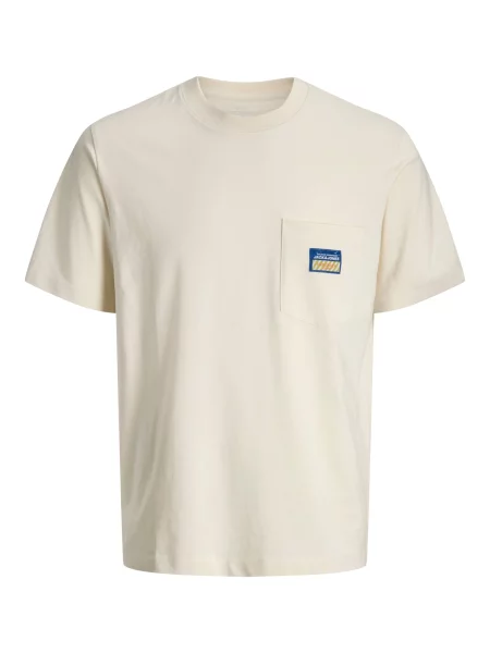 JACK & JONES Tricou JORPOCKY azur / galben / lână alb
