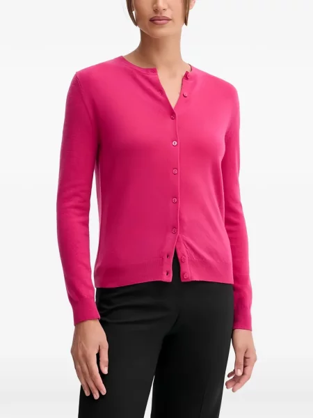 Lung cardigan Benetton de lână roz