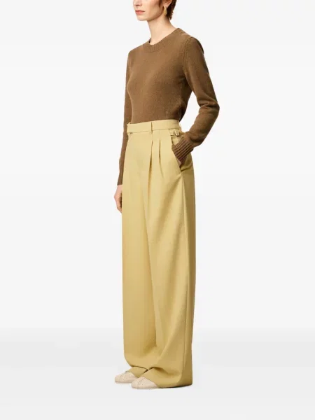Pantaloni Ami Paris de lână galben