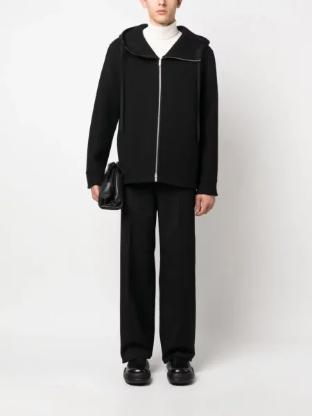 Kurtka Jil Sander wełniana z kapturem czarna