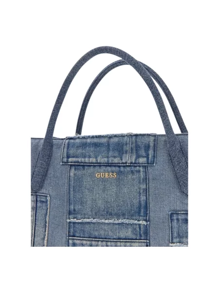 Guess torebka shopper jeansowa JODI niebieska