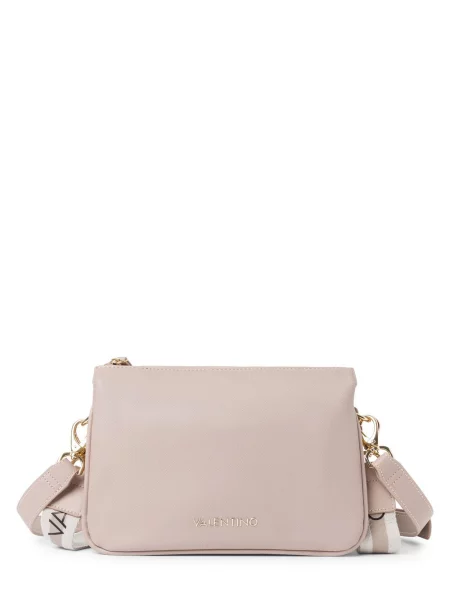 Lniana torebka Valentino Handbags beżowa