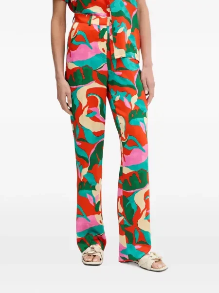 Pantaloni Morgan cu imagine cu imprimeu abstract roșu