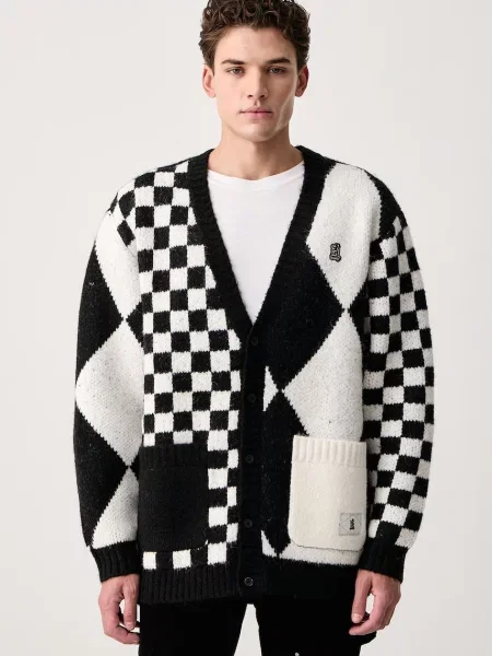 Vans cardigan pentru bărbați cu amestec de lână x PRINGLE negru