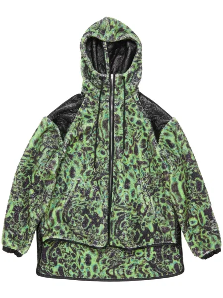 Geacă Acne Studios din fleece cu glugă verde