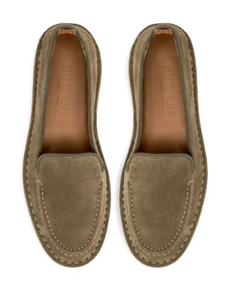 Pantofi loafer Buttero din piele de căprioară verde