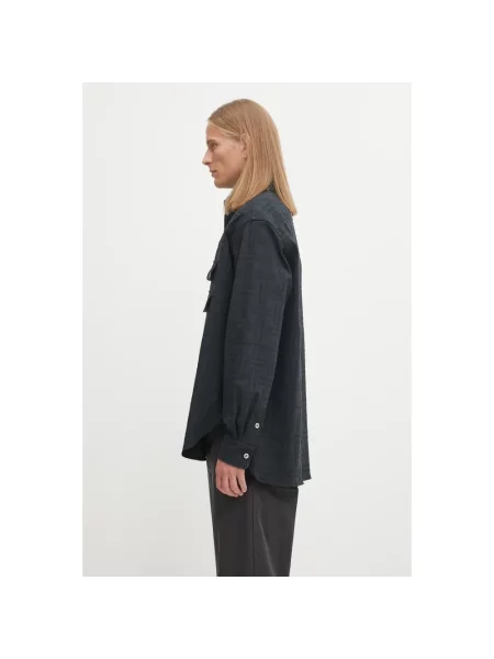 Kenzo koszula Weave Workwear Overshirt granatowy relaxed z kołnierzykiem klasycznym niebieska