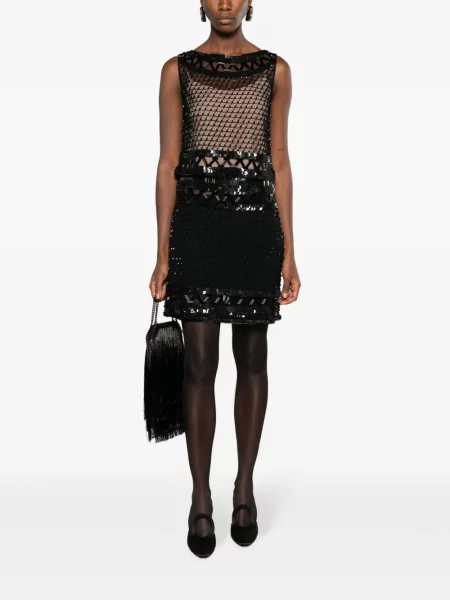 Top Alberta Ferretti fără mâneci plasă negru